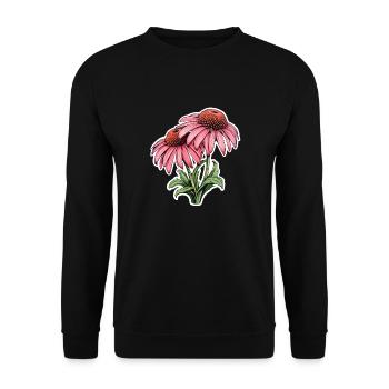 Echinacea 2 Blüten - Unisex Pullover - Schwarz - Vorne - Alina (178cm) & Michal (187cm)