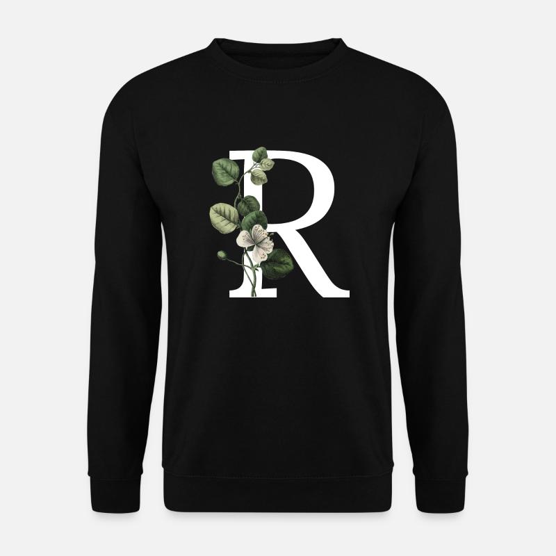 Letter R Green Botanical - Unisex Sweatshirt - black