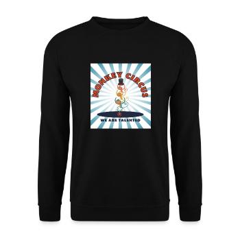 Monkey Circus / Affenzirkus - blau weiß - Unisex Pullover - Schwarz - Vorne - Alina (178cm) & Michal (187cm)