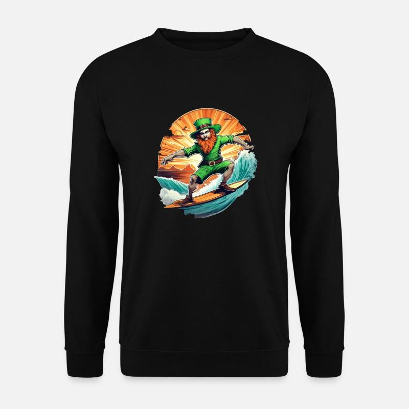 St. Patrick's Day Shamrock Surfing - Unisex Sweatshirt - black