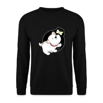 Hund koreanisch - japanischer Stil 01 - Unisex Pullover - Schwarz - Vorne - Alina (178cm) & Michal (187cm)