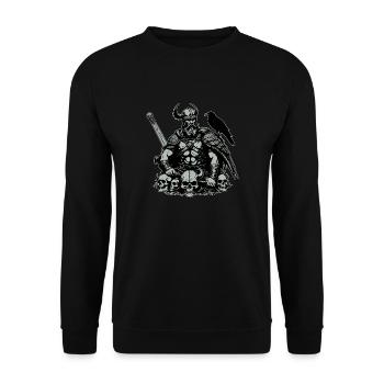 Viking avec épée et corbeau sur le crâne - Sweat-shirt Unisexe - noir - Devant - Alina (178cm) & Michal (187cm)