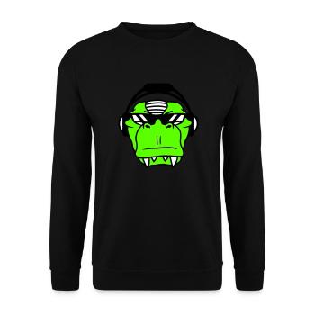 Cool DJ dinosaure T-Rex visage Musique de fête - Sweat-shirt Unisexe - noir - Devant - Alina (178cm) & Michal (187cm)