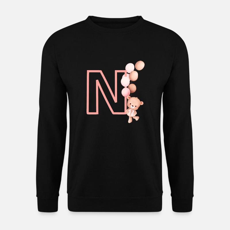Letter n Pink Bear - Unisex Sweatshirt - black