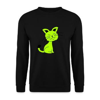 Pretty Cat Looking Happy Cheerful Smiling - Unisex Sweatshirt - black - Front - Alina (178cm) & Michal (187cm)