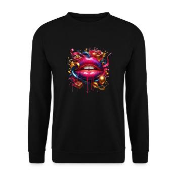 bouche cadeaux - Sweat-shirt Unisexe - noir - Devant - Alina (178cm) & Michal (187cm)