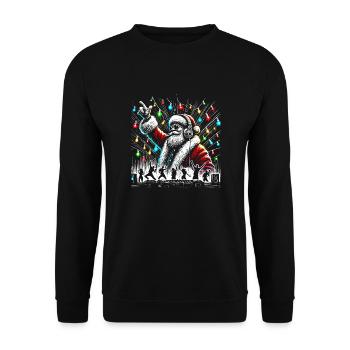 DJ Santa Claus Party Vibes – Fun Christmas Design - Unisex Sweatshirt - black - Front - Alina (178cm) & Michal (187cm)