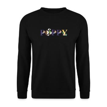 Poppy Name Art With Flowers Embroidered - Unisex Sweatshirt - black - Front - Alina (178cm) & Michal (187cm)