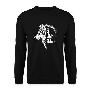 Wolf Silence Stärke - Unisex Pullover - Schwarz - Vorne - Alina (178cm) & Michal (187cm)