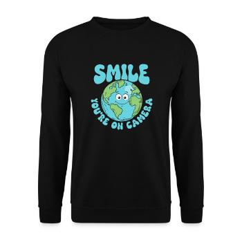 Smile You're On Camera Earth Day Environmental Pla - Unisex Sweatshirt - black - Front - Alina (178cm) & Michal (187cm)