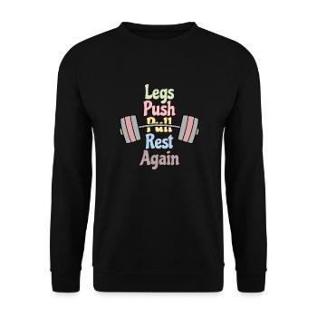 Legs, Push, Pull, Again - Unisex Pullover - Schwarz - Vorne - Alina (178cm) & Michal (187cm)