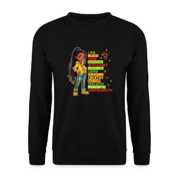 Ich bin schwarzes Kind Geschichtsmonat Afroamerikaner - Unisex Pullover - Schwarz - Vorne - Alina (178cm) & Michal (187cm)