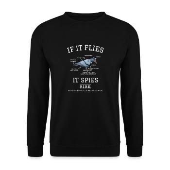Spionage Vogel für dunkle Shirts - Unisex Pullover - Schwarz - Vorne - Alina (178cm) & Michal (187cm)