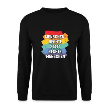 Human rights instead of right-wing people - Unisex Sweatshirt - black - Front - Alina (178cm) & Michal (187cm)