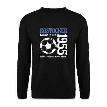 Rostocker Geburtstag 1955 Fußball Geschenk - Unisex Pullover - Schwarz - Vorne - Alina (178cm) & Michal (187cm)