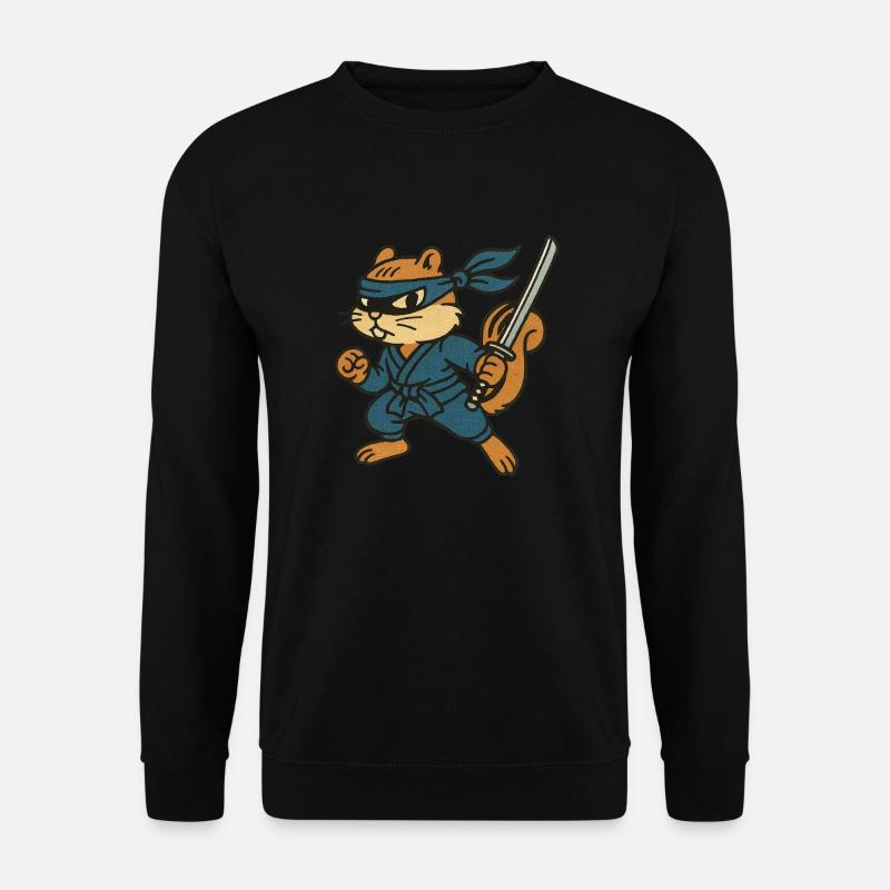 Ninja Chipmunk Verstohlener Waldkrieger - Unisex Pullover - Schwarz