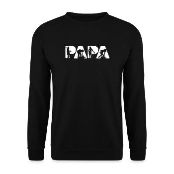 Bodenpflege-Papa Garten-Silhouetten-Geschenk - Unisex Pullover - Schwarz - Vorne - Alina (178cm) & Michal (187cm)