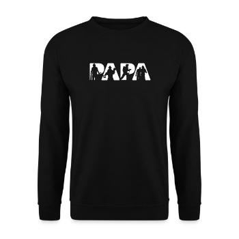 Firefighter Papa Hero Rescue Silhouette Slogan - Unisex Sweatshirt - black - Front - Alina (178cm) & Michal (187cm)