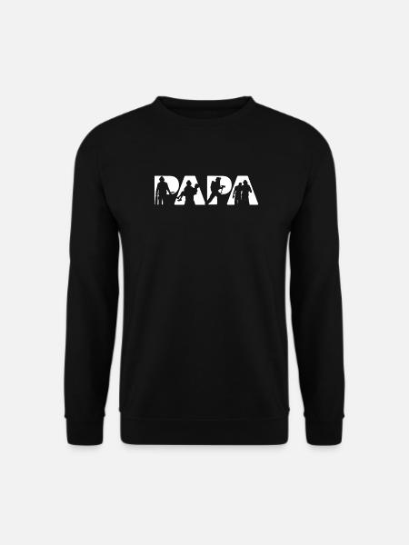 Firefighter Papa Hero Rescue Silhouette Slogan - Unisex Sweatshirt - black