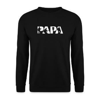 Papa Gitarrist Akustikmusiker Silhouette - Unisex Pullover - Schwarz - Vorne - Alina (178cm) & Michal (187cm)
