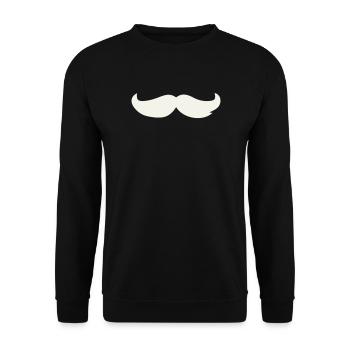 Schnurrbart-Contrast Design - Unisex Pullover - Schwarz - Vorne - Alina (178cm) & Michal (187cm)