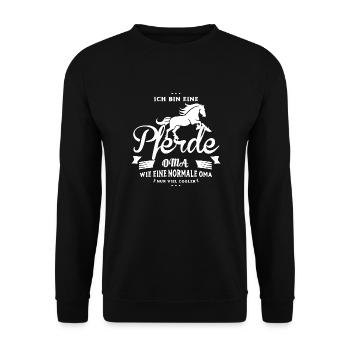 Pferde Shirt-Coole Oma - Unisex Pullover - Schwarz - Vorne - Alina (178cm) & Michal (187cm)