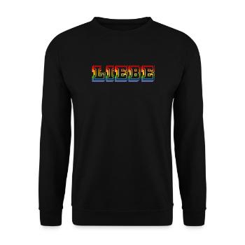 LGBT Regenbogen LIEBE rainbow tshirt - Unisex Pullover - Schwarz - Vorne - Alina (178cm) & Michal (187cm)