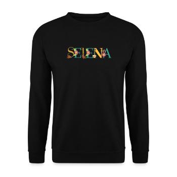 SELENA Name Art avec des fleurs brodées - Sweat-shirt Unisexe - noir - Devant - Alina (178cm) & Michal (187cm)