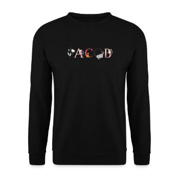 JACOB Namenskunst mit Blumen gestickt - Unisex Pullover - Schwarz - Vorne - Alina (178cm) & Michal (187cm)