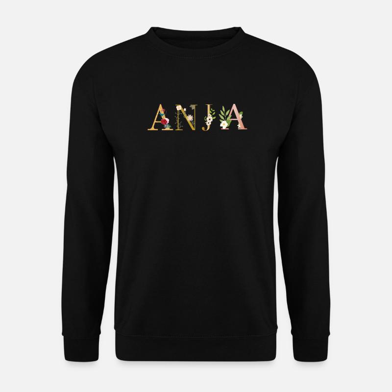 ANJA Name mit Blumen geschmückt - Unisex Pullover - Schwarz