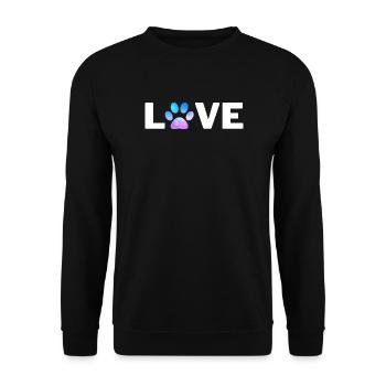 Pfotenherz Tattoodesign für Tierliebhaber - Unisex Pullover - Schwarz - Vorne - Alina (178cm) & Michal (187cm)