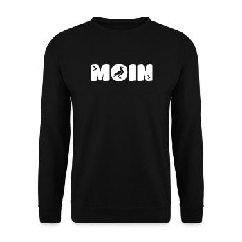 Moin Möwe Küsten-Gruß - Maritim - Unisex Pullover - Schwarz - Vorne - Alina (178cm) & Michal (187cm)