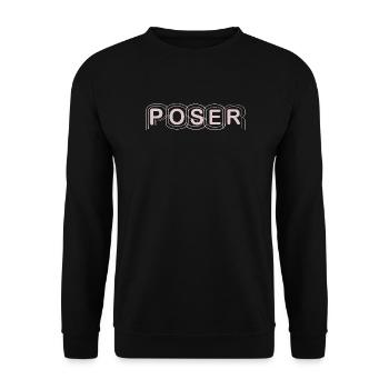 Minimalistisches POSER-Textdesign - Unisex Pullover - Schwarz - Vorne - Alina (178cm) & Michal (187cm)