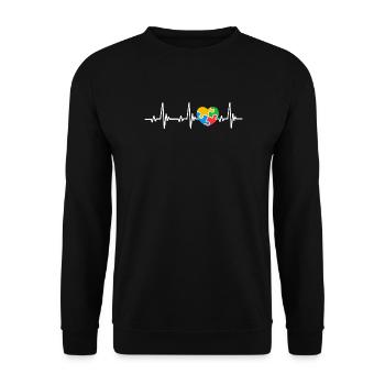 Autism Awareness Heartbeat - Unisex Sweatshirt - black - Front - Alina (178cm) & Michal (187cm)