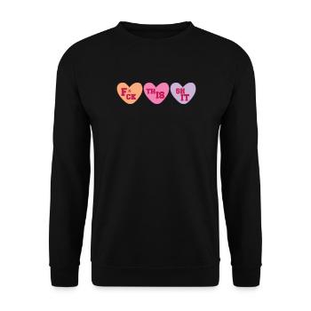 Valentinstag Fuck this shit Geschenk Sarkastisch - Unisex Pullover - Schwarz - Vorne - Alina (178cm) & Michal (187cm)