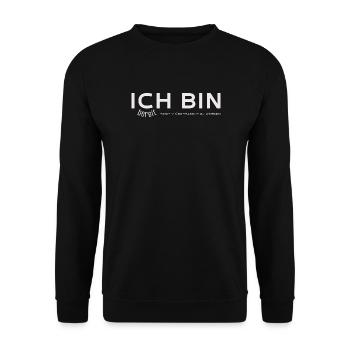 ICH BIN – bereit, positiv überrascht zu werden - Unisex Pullover - Schwarz - Vorne - Alina (178cm) & Michal (187cm)