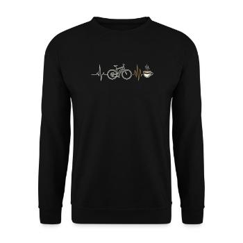 E-bike bike, heartbeat and coffee - Unisex Sweatshirt - black - Front - Alina (178cm) & Michal (187cm)