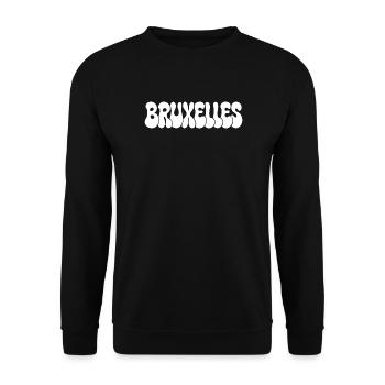 Brüssel Blasen Großer Tippfehler Weiß - Unisex Pullover - Schwarz - Vorne - Alina (178cm) & Michal (187cm)