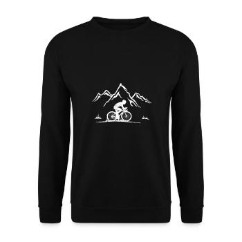 Cycling in the mountains, Alps, Mountain air, Mountains - Unisex Sweatshirt - black - Front - Alina (178cm) & Michal (187cm)