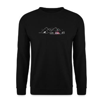 Norwegen Camping Kastenwagen Norway Design - Unisex Pullover - Schwarz - Vorne - Alina (178cm) & Michal (187cm)
