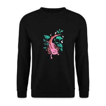 Axolotl Salamander - Unisex Pullover - Schwarz - Vorne - Alina (178cm) & Michal (187cm)