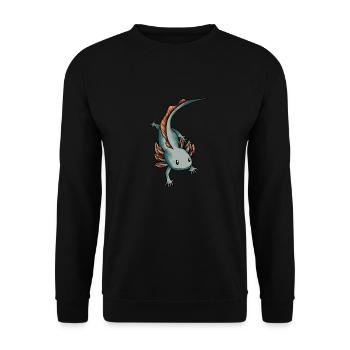 Axolotl Salamander - Unisex Pullover - Schwarz - Vorne - Alina (178cm) & Michal (187cm)
