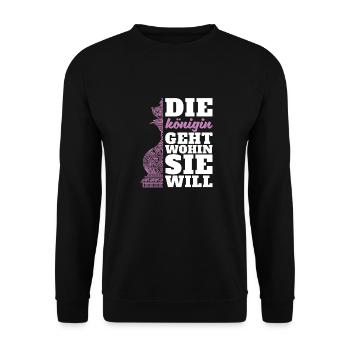 Schach Schachfigur - Unisex Pullover - Schwarz - Vorne - Alina (178cm) & Michal (187cm)