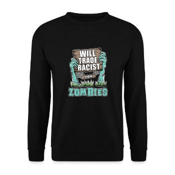 Anti Rassismus - Unisex Pullover - Schwarz - Vorne - Alina (178cm) & Michal (187cm)