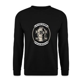 Scuba Tauchen Taucher Tauchsport - Unisex Pullover - Schwarz - Vorne - Alina (178cm) & Michal (187cm)
