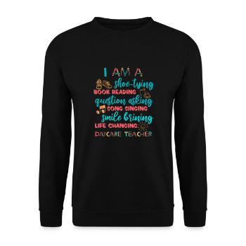 Kindergärtnerin Tagesmutter Erzieher - Unisex Pullover - Schwarz - Vorne - Alina (178cm) & Michal (187cm)