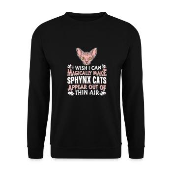 Sphynx Katze - Unisex Pullover - Schwarz - Vorne - Alina (178cm) & Michal (187cm)