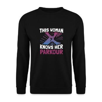 Parkour Runner - Unisex Sweatshirt - black - Front - Alina (178cm) & Michal (187cm)