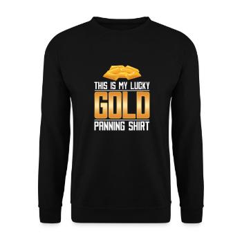 Goldbergbau Goldmine - Unisex Pullover - Schwarz - Vorne - Alina (178cm) & Michal (187cm)