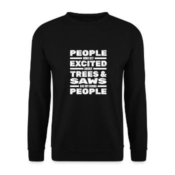 Holzhacker Holzfäller Förster Forstwirt - Unisex Pullover - Schwarz - Vorne - Alina (178cm) & Michal (187cm)